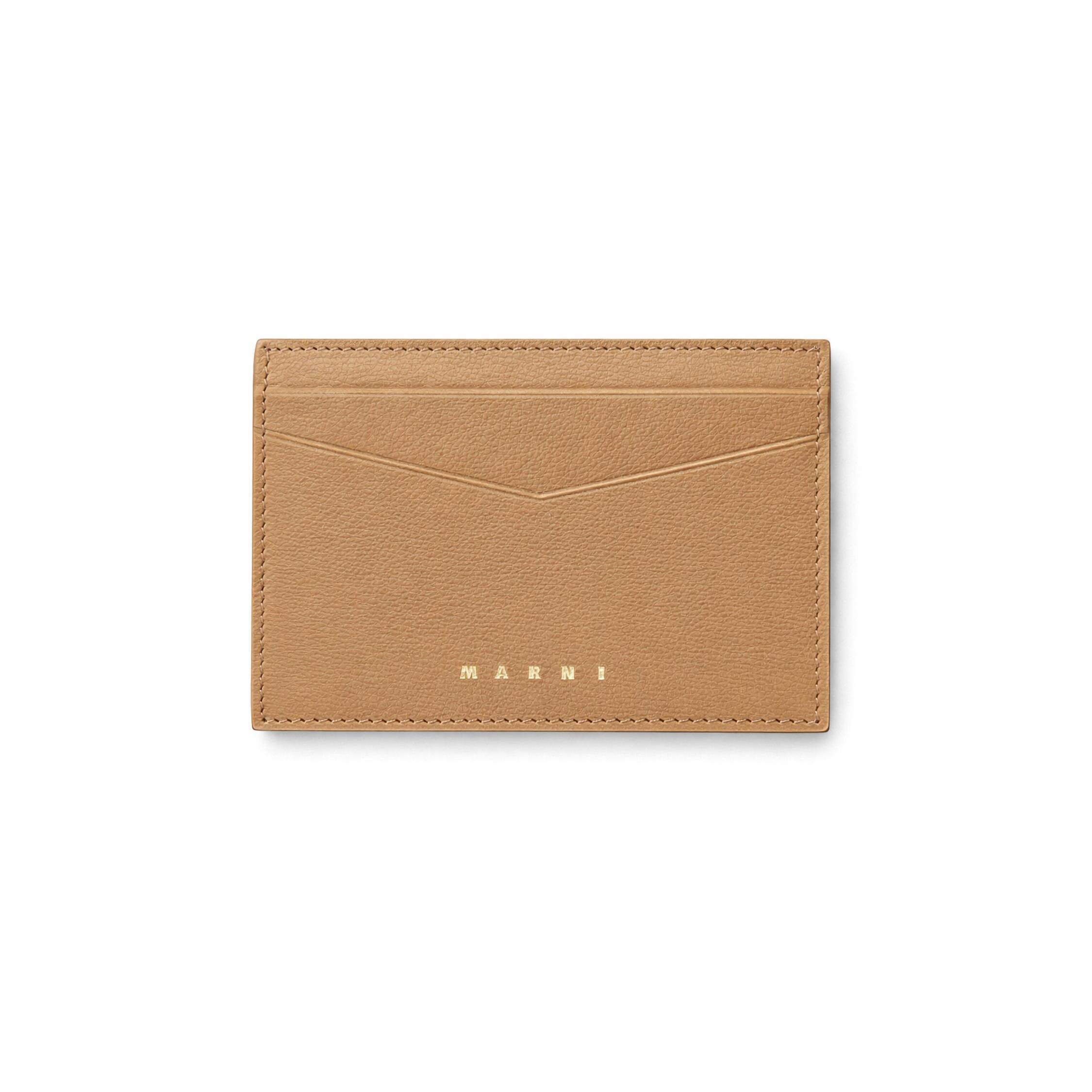 New Marni Women's Prisma Tumbled Leather Folded Wallet In Cement Gray